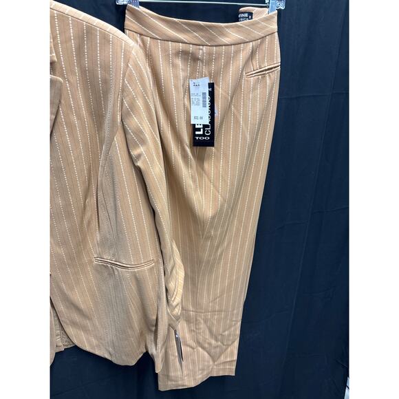 NWT Levine Classics Too Camel Spice Pinstripe Women’s Pant Suit Set 22W - Picture 6 of 7